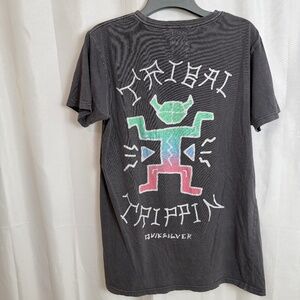 Vintage Y2K Quicksilver Tribal Trippin Tshirt Mens Medium Faded Black